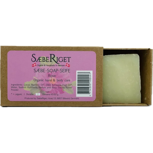 Økologisk fast håndsæbe bar rose - 50 gram