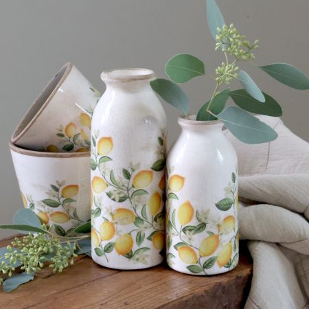 Limone Blossom Flaske m. citroner og blomster