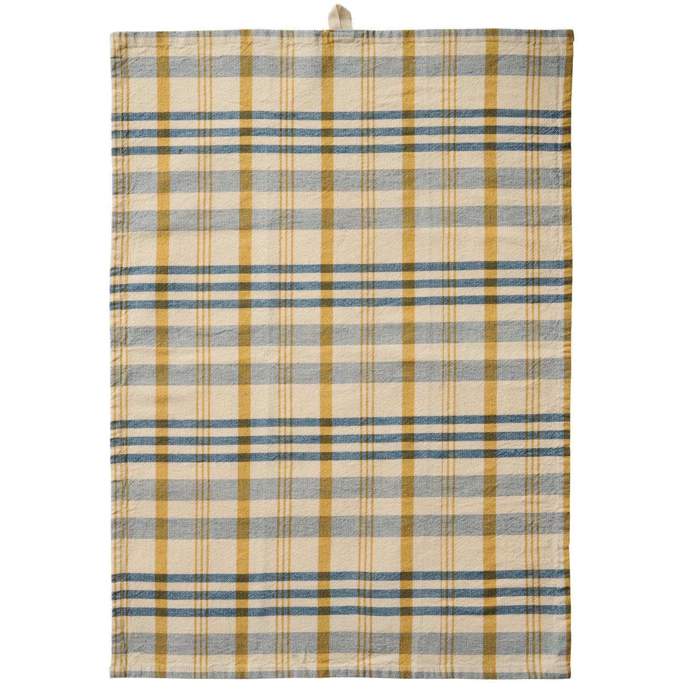 Viskestykke Mikkel natur m/blå og mustard striber