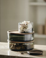 BASIL opbevaringsglas med låg i træ