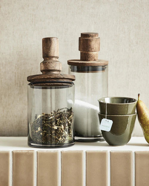 SALVIE opbevaringsglas med låg i træ, S