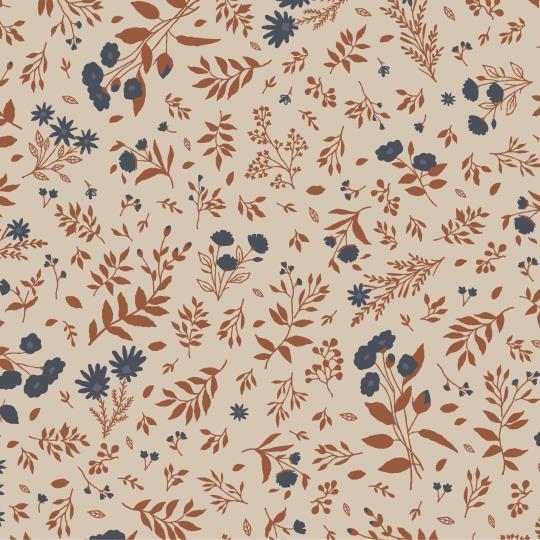 Serviet blomstermotiv i blå og teglfarver 20 stk pr pakke