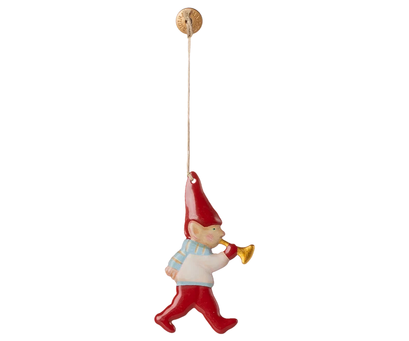 Metal ornament, Nisse - Trompet