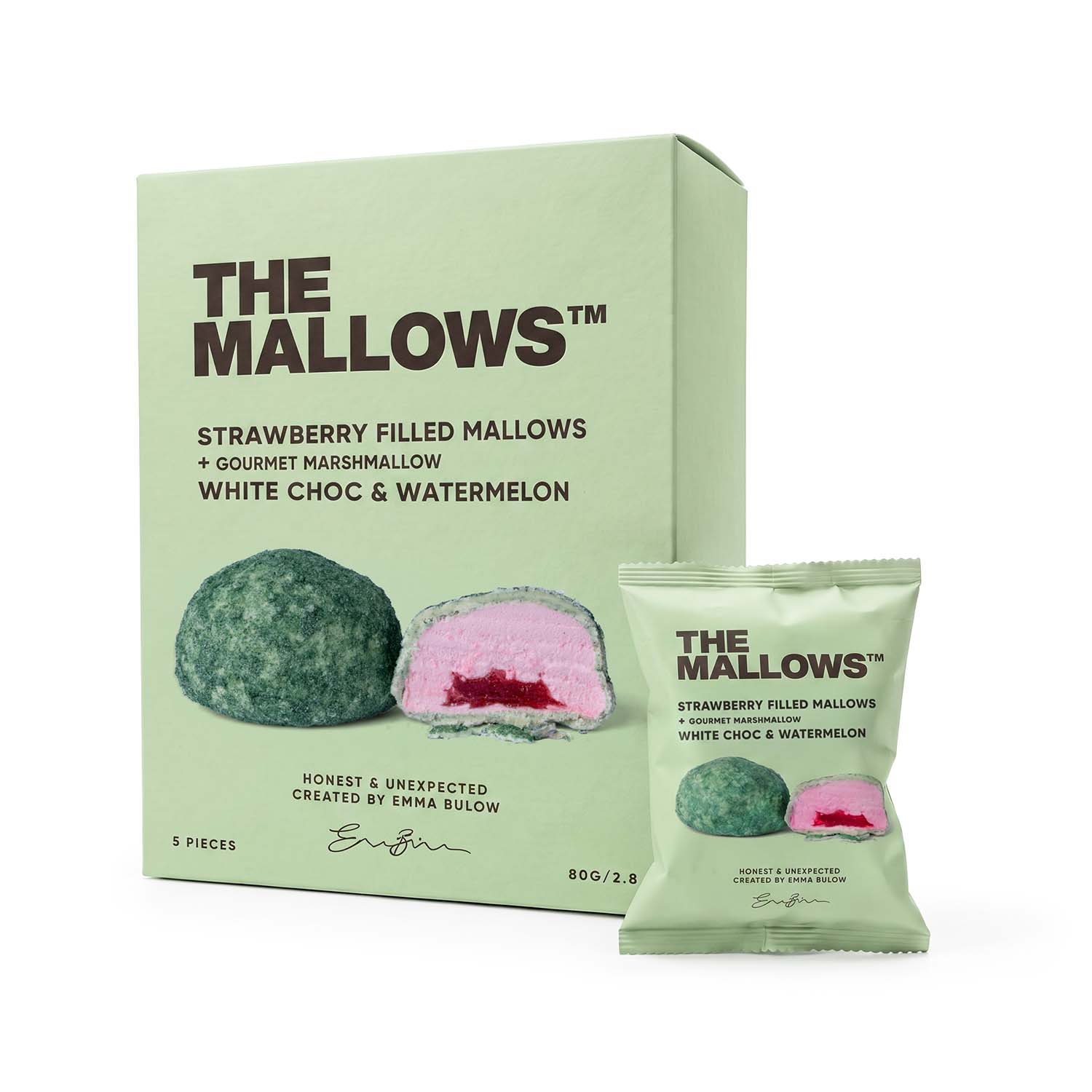 Strawberry Filled Mallows – skumfiduser med jordbær, hvid chokolade & vandmelon – 5 stk.