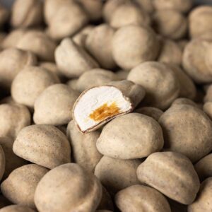 CARAMEL FILLED MALLOWS m. coffee & blegian white choc, box