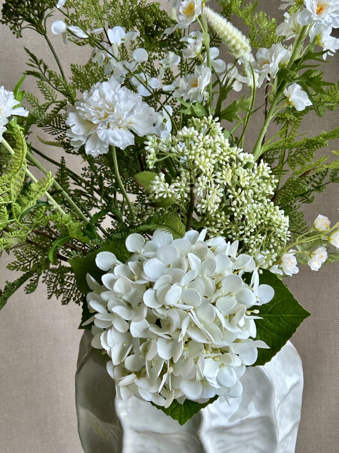Hortensia hvid real touch h 60 cm