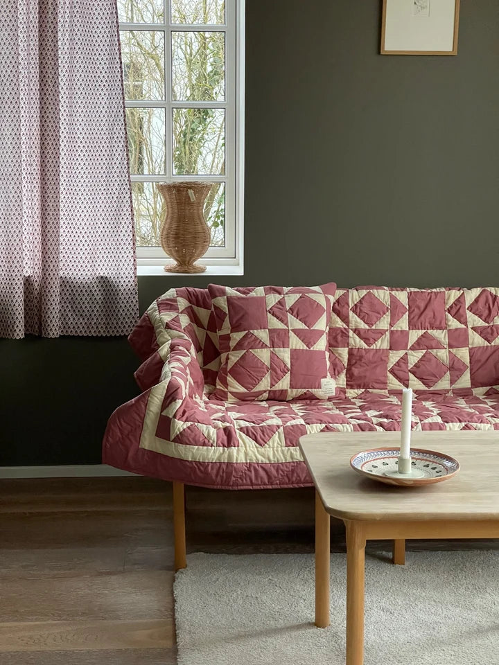 Jou patchwork plaid og sengetæppe style 8 - Red