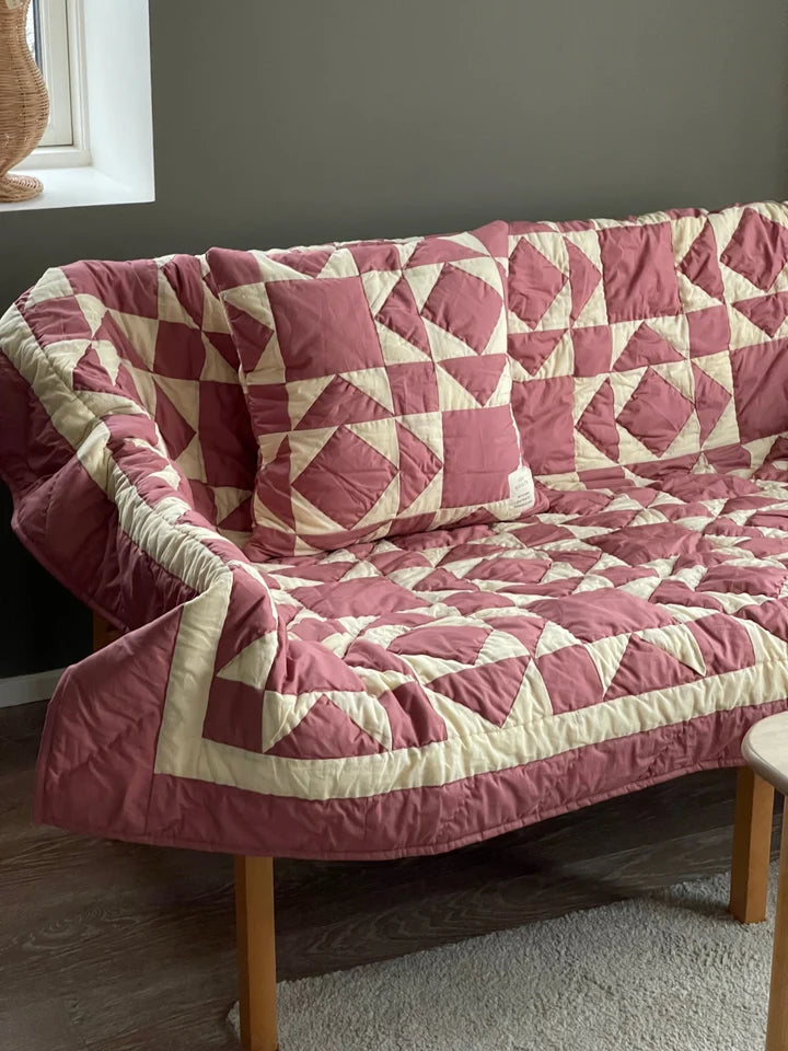 Jou patchwork plaid og sengetæppe style 8 - Red