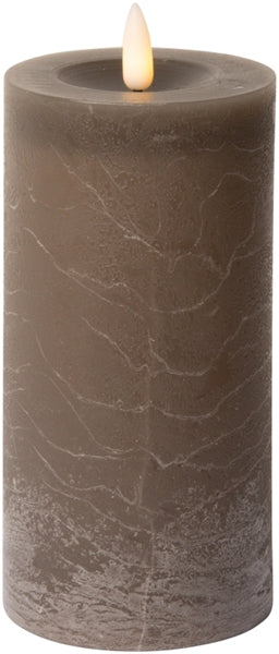 LED Bloklys, rustik, latte, 15xø7,5 cm