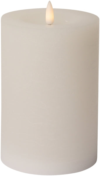 LED Bloklys, rustik, hvid, 15xø10 cm