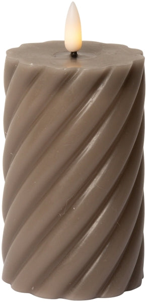 LED Bloklys, spiral, latte, 11xø7 cm