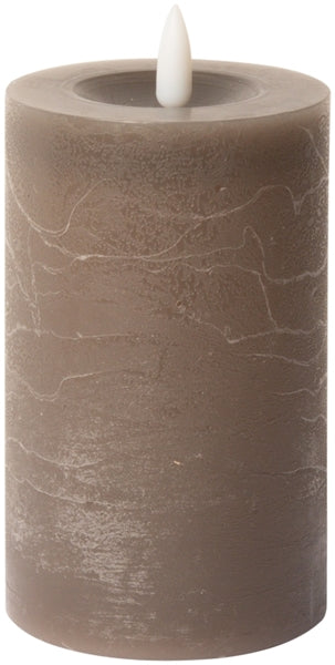 LED Bloklys, rustik, latte, 12,5xø7,5 cm