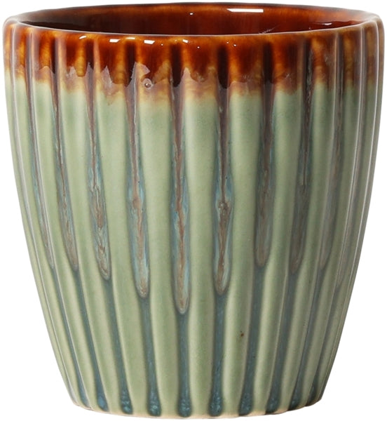 Krus u/hank, grøn/brun, 8,4xø8,3 cm