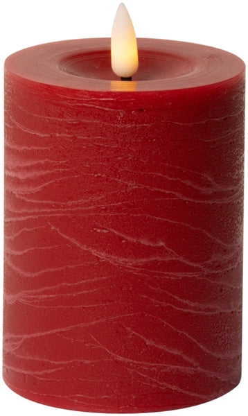 LED Bloklys, rustik, rød, 10xø7,5 cm