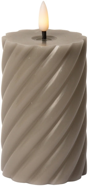 LED Bloklys, spiral, grå, 11xø7 cm