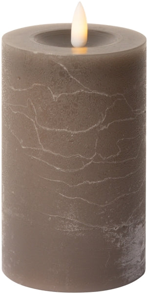 LED Bloklys, rustik, latte, 12,5xø7,5 cm