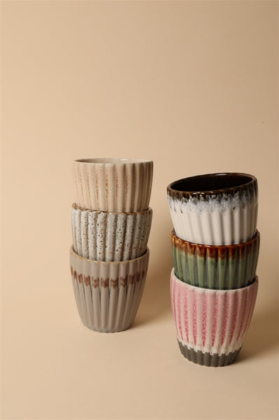 Krus u/hank, grøn/brun, 8,4xø8,3 cm