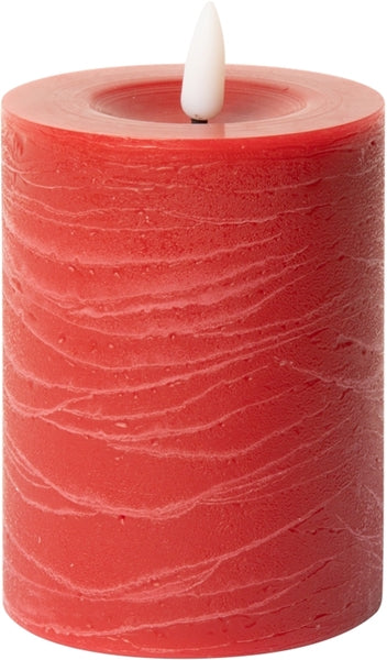 LED Bloklys, rustik, rød, 10xø7,5 cm