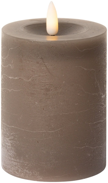 LED Bloklys, rustik, latte, 10xø7,5 cm