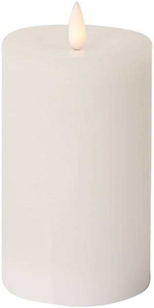 LED Bloklys, rustik, hvid, 12,5xø7,5 cm