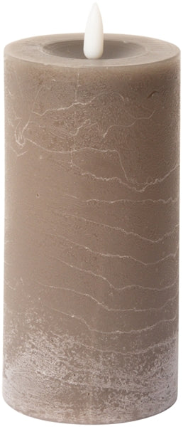 LED Bloklys, rustik, latte, 15xø7,5 cm