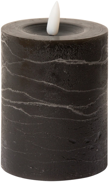 LED Bloklys, rustik, trækul, 10xø7,5 cm