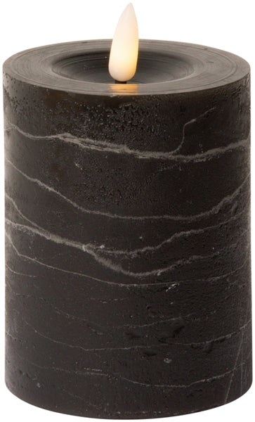 LED Bloklys, rustik, trækul, 10xø7,5 cm