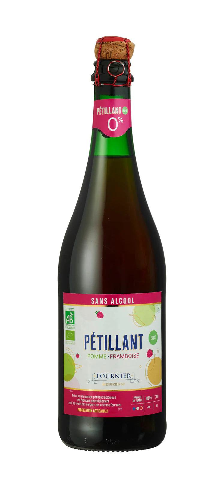 0% Pétillant de pomme framboise bio 75CL