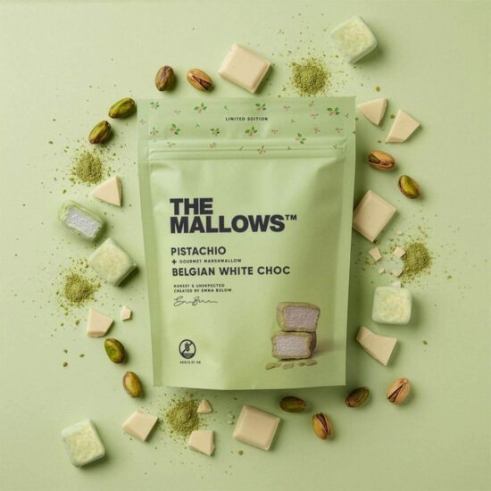 PISTACHIO & WHITE CHOC – Skumfiduser med pistacie & hvid chokolade