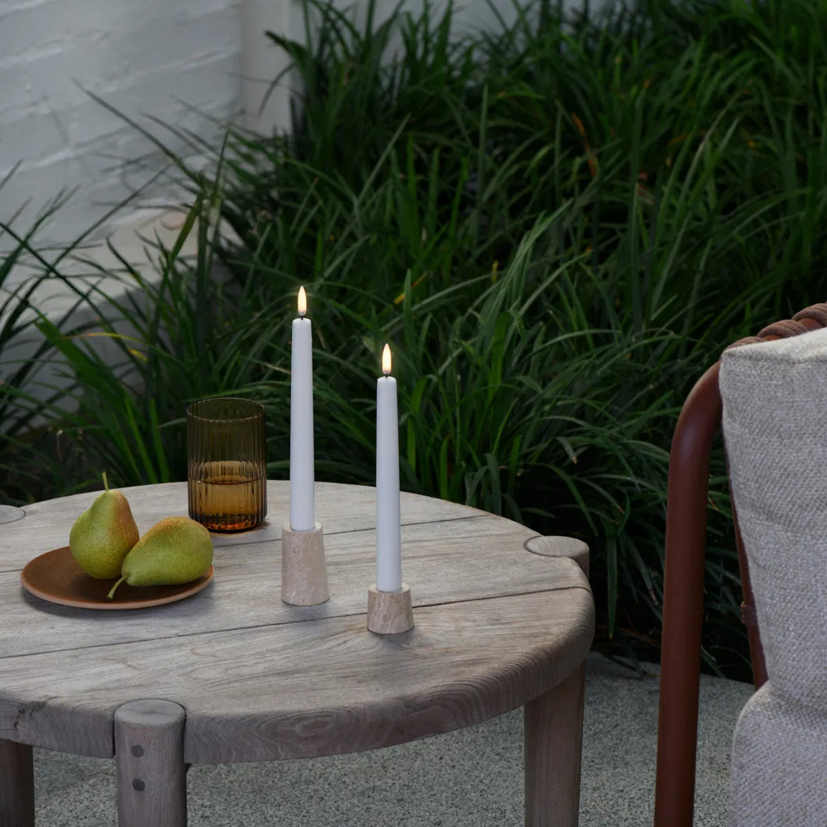 Outdoor LED taper candle, White, 2-pack, 2,3 x 25 cm