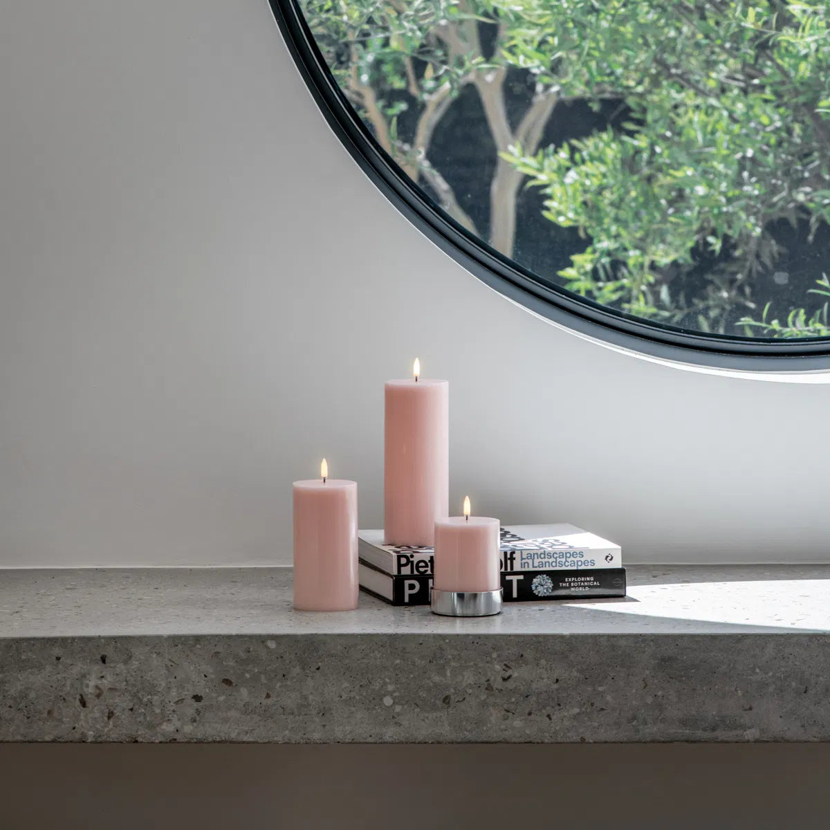 LED pillar candle, Rose powder, Smooth, 7,8x10 cm