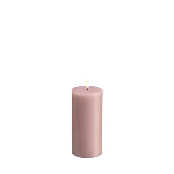 LED pillar candle, Rose powder, Smooth, 7,8x15 cm