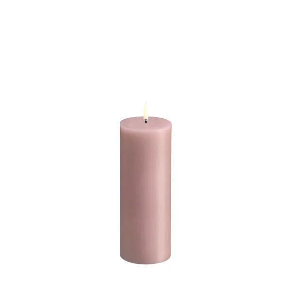 LED pillar candle, Rose powder, Smooth, 7,8x20 cm