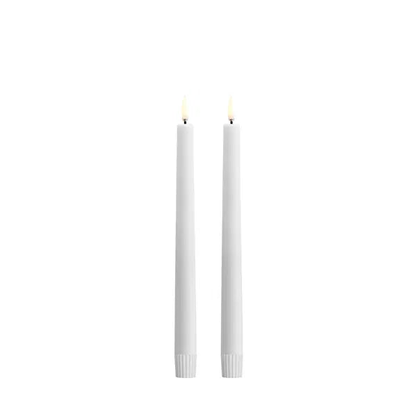 LED taper candle, Nordic white, Smooth, 2-pack, 2,3x25 cm
