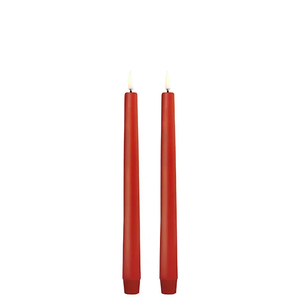 Uyuni - Taper candle, Red, Smooth, 2-pack, 2,3x25 cm