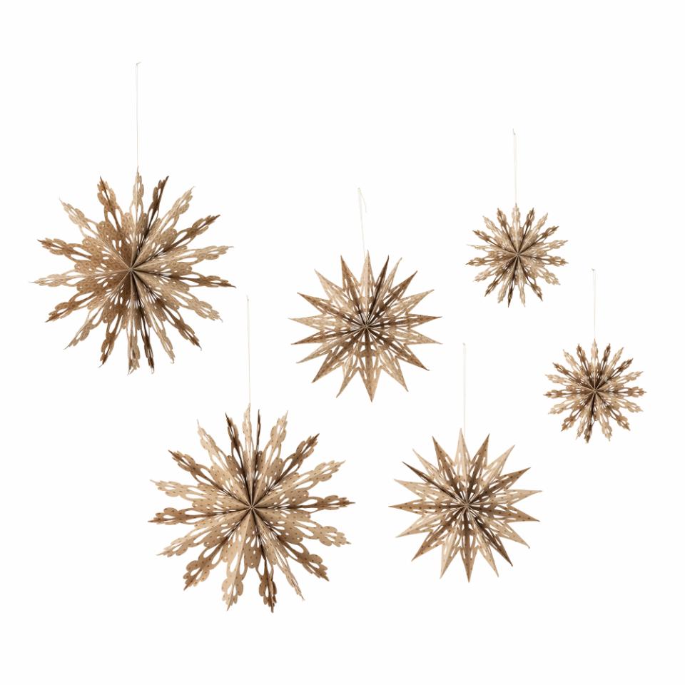 Star stjerneornamenter – natur, pakke med 6