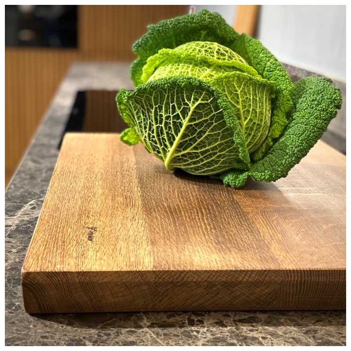 Plank huggeblok – røget eg, 55 × 38 cm