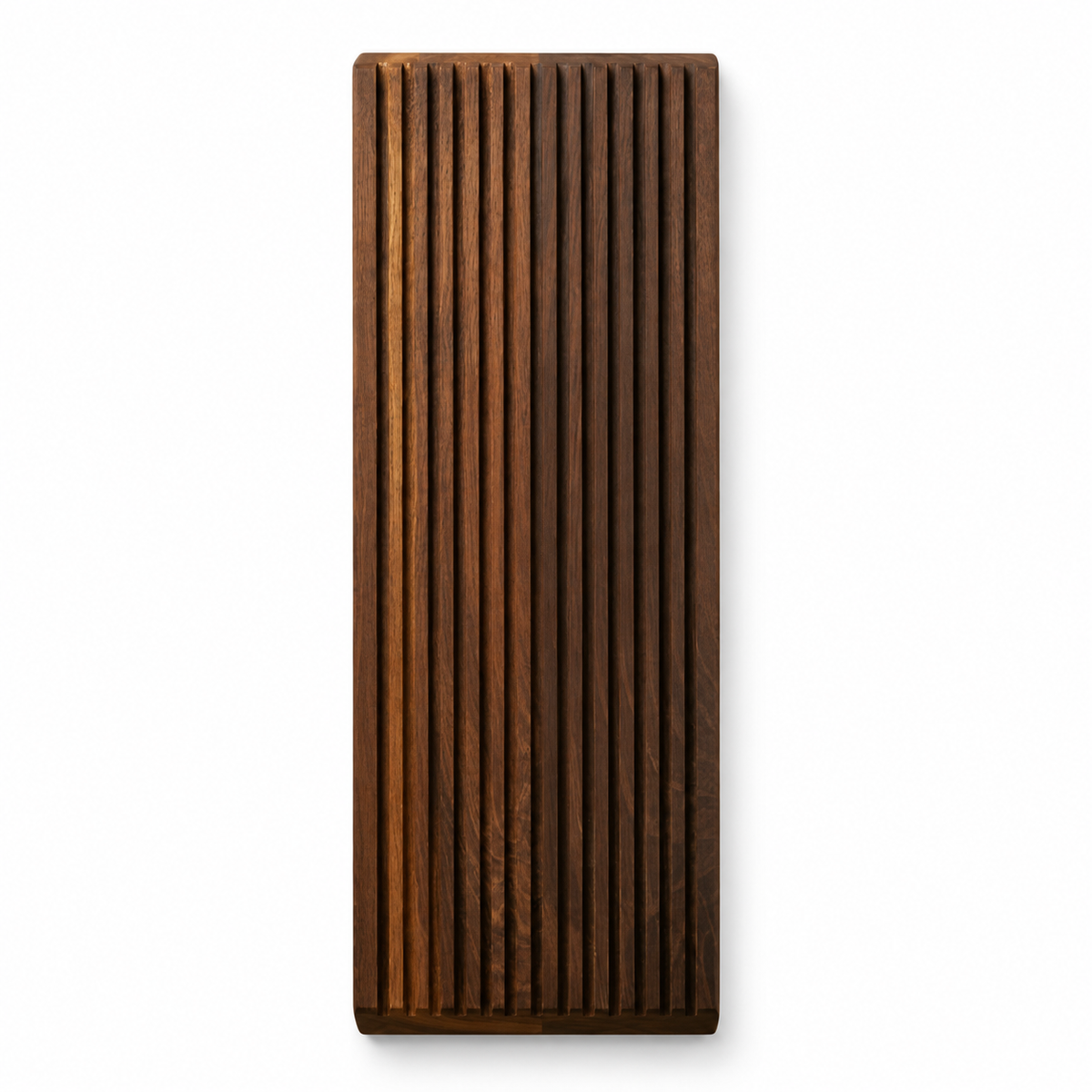 Oblong Groove huggeblok – røget eg, 55 cm på hvid baggrund