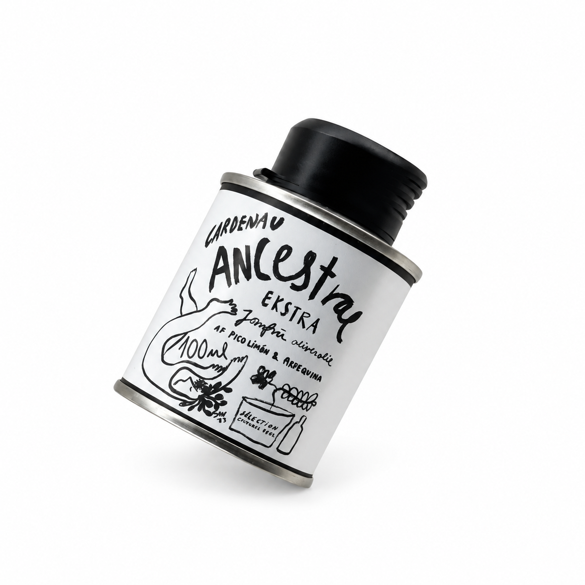 Ancestral økologisk ekstra jomfruolivenolie – 100 ml – hvid baggrund