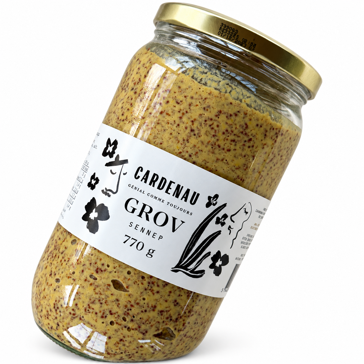 Gammeldags grovkornet sennep – 770 g – hvid baggrund