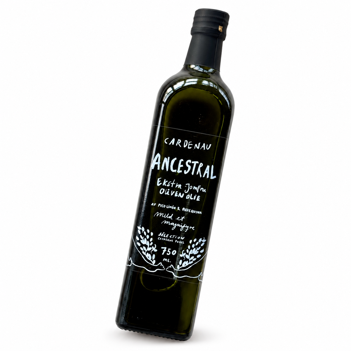Ancestral økologisk ekstra jomfruolivenolie – 750 ml – hvid baggrund