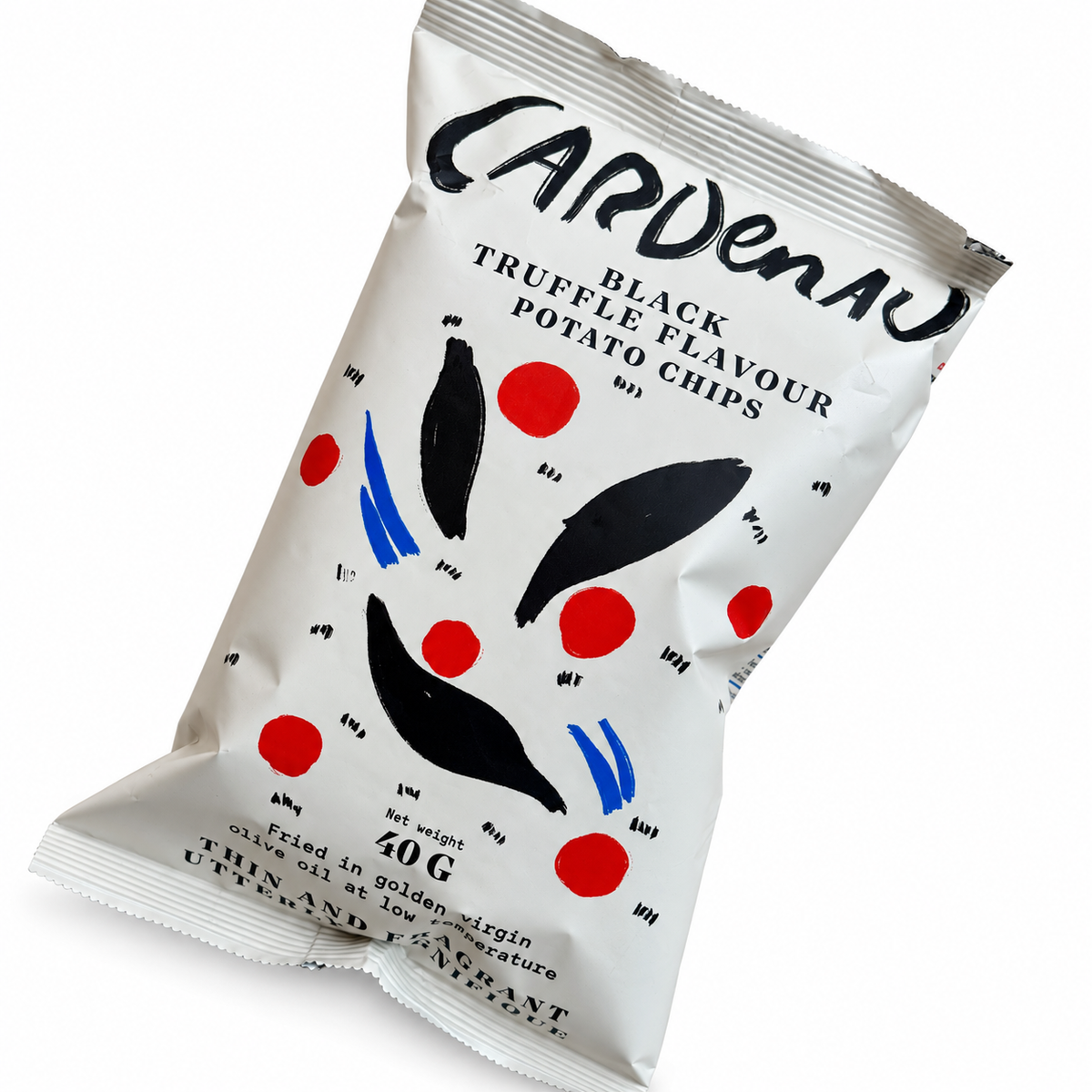 Trøffelchips med sort vintertrøffel – 40 g – hvid baggrund