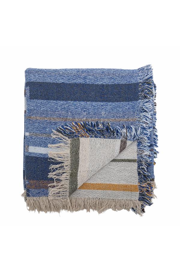 Toscana Plaid, Blå, Genanvendt Bomuld