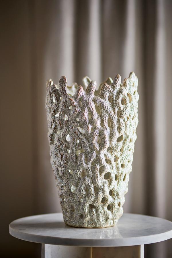Eunice Deko Vase, Hvid, Stentøj