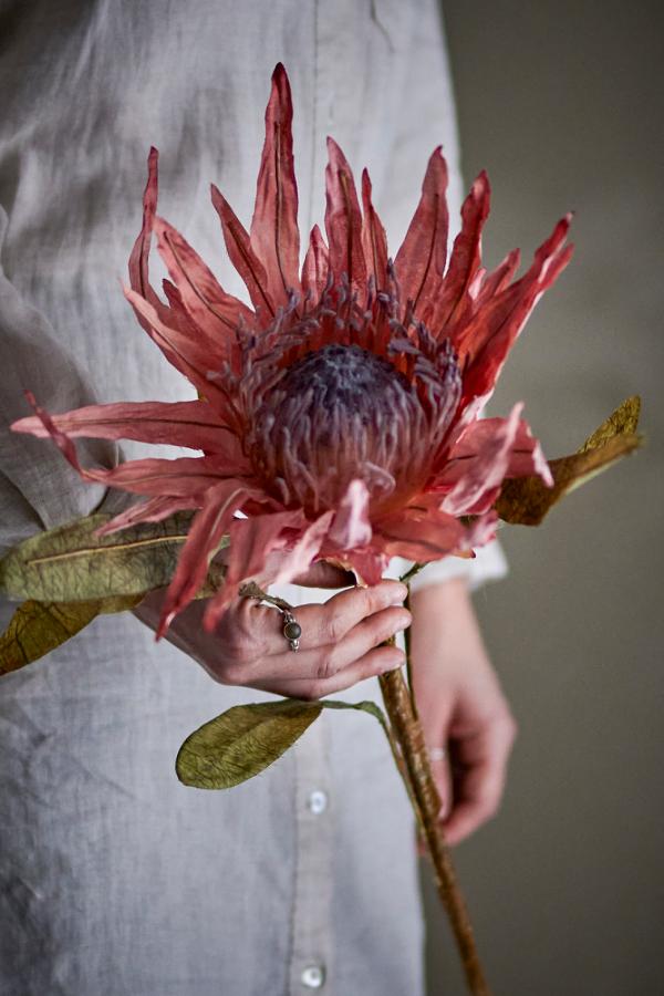 Protea Stilk, Rosa, Kunstige Blomster