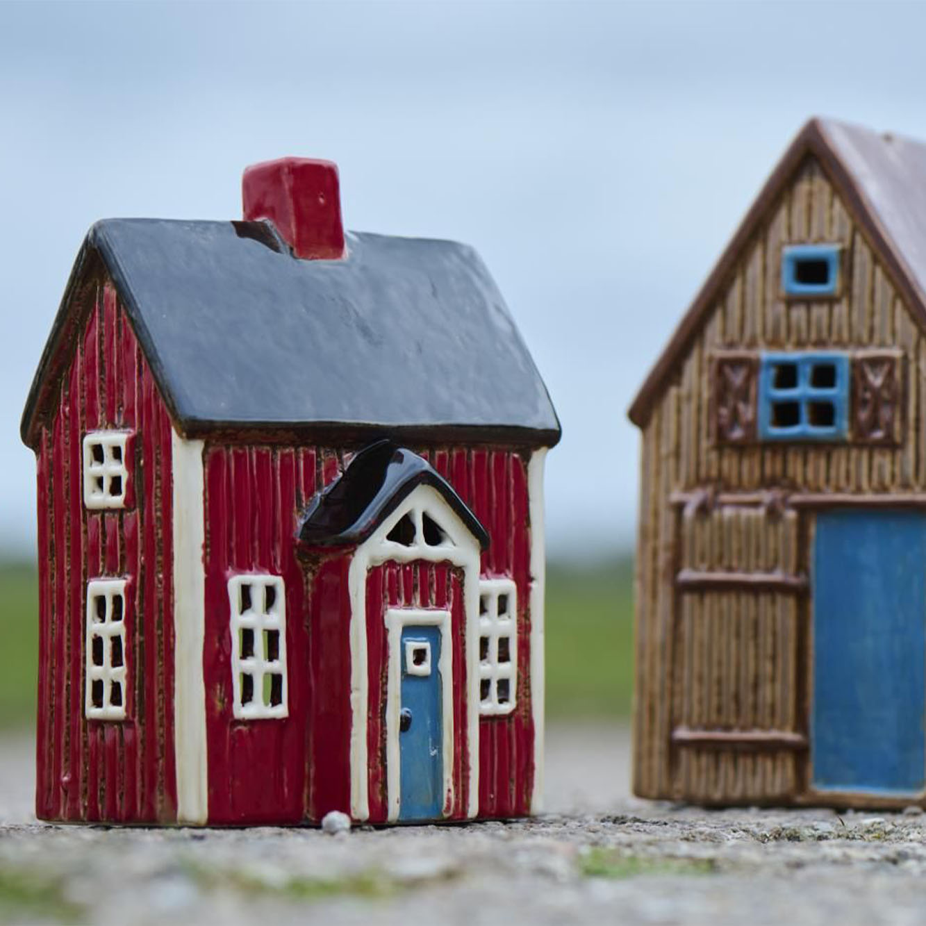 Hus t/fyrfadslys Visby blå dør