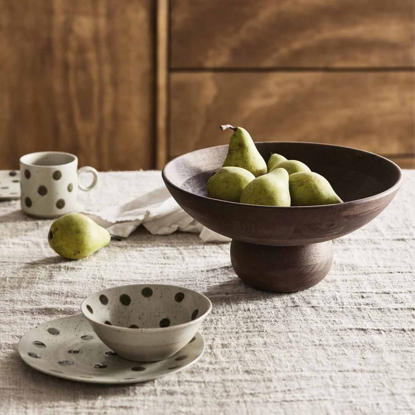 GRAINY krus i keramik m/hank- Sand/grøn