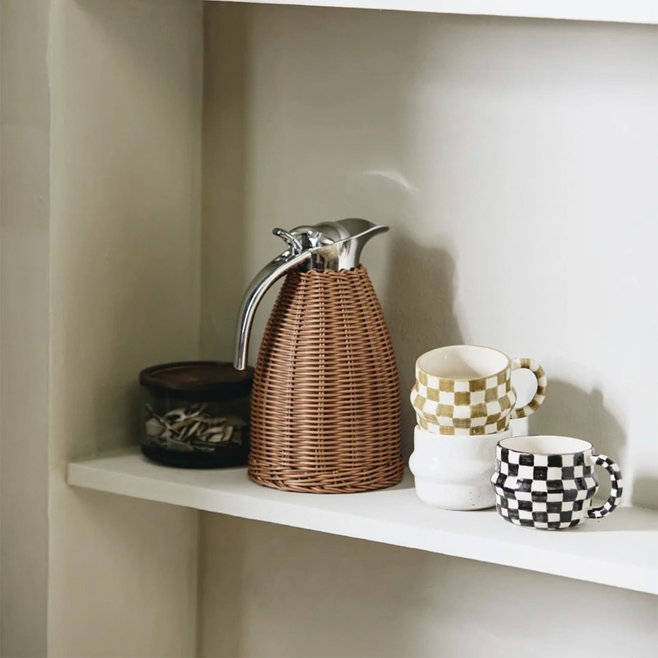 YSIA cup, check - red/ivory