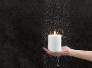 Uyuni - Outdoor LED pillar candle, White, W8,4 x H10 cm