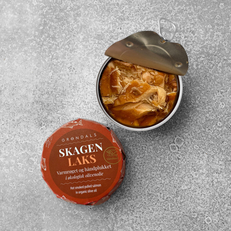 Varmrøget håndplukket laks i økologisk olivenolie